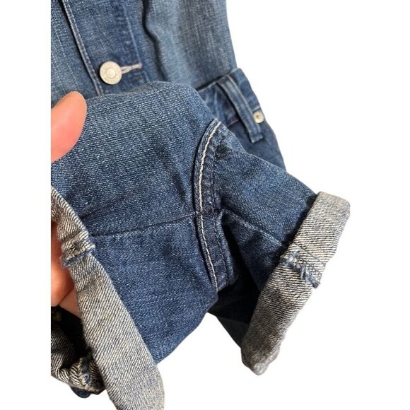 Levis Denim Jean Shorts L Blue Overalls Retro Concert Western Y2K Boho Classic - Picture 6 of 16